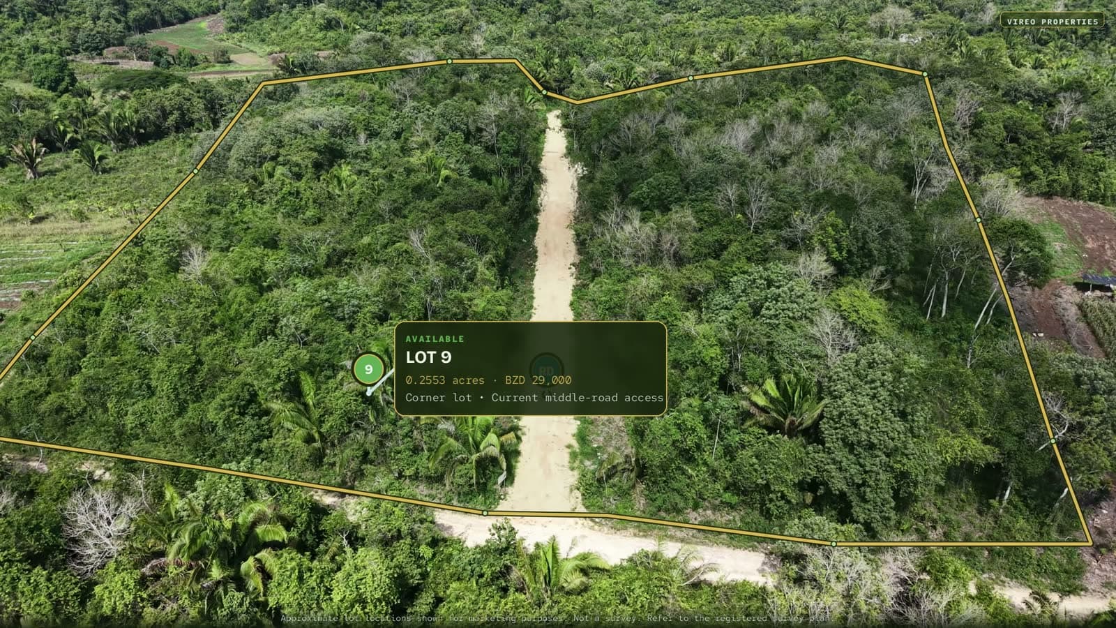 Aerial view of the San Antonio subdivision landscape in Cayo, Belize